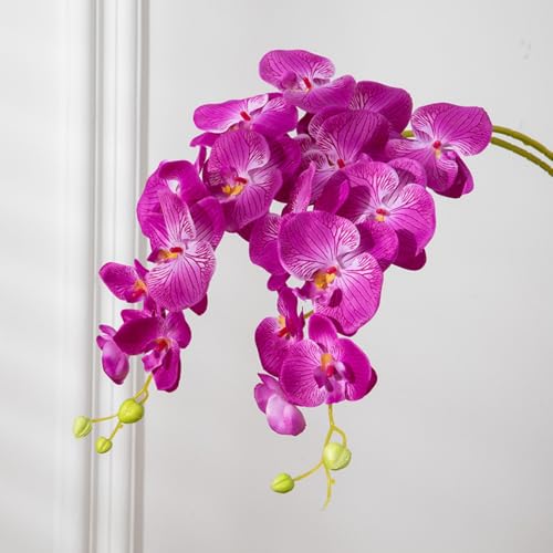 XZJMY Artificial Phalaenopsis Flowers,27.5" Fake Orchid Stems,Real Touch Orchid Flower Silk Phalaenopsis for Home Decor Wedding Centerpieces (4, Fuchsia) - color: Fuchsia