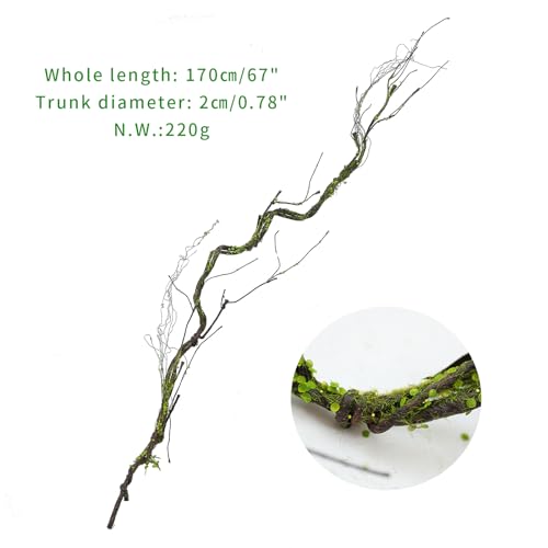 2Pcs 67in Artificial Trees Branches for Decoration Fake Cherry Blossom Trunk Willow Vines Garland Limb Twigs Moss Plants Wall Hanging Photo Home Garden X'Mas Christmas Thanksgiving Decor - size: 67 INCH