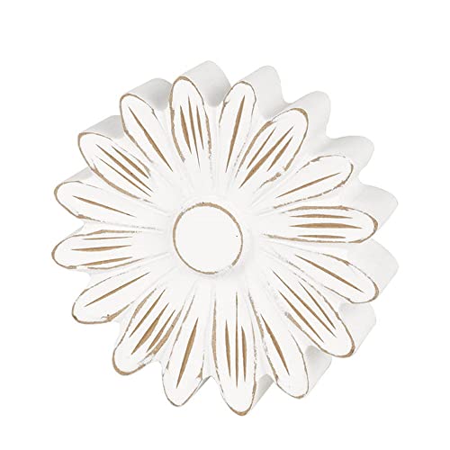 Collins Painting Distressed Wood Flower Petals Shelf Sitter (Small, White Daisy II)