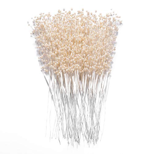 60 Pieces Pearl Stick Stems Bouquets, 4mm Bead String Garland Beaded Spray Filler Floral Arrangements Tree Picks Wedding Party Decoration, Mother's Day Flower Decor, Christmas Tree Picks (Ivory) - color: Ivory