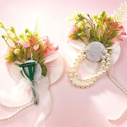 Phalaenopsis Orchid Wrist Corsage and Boutonniere Set, Artificial Corsage Wristlet and Boutonniere for Wedding Prom Party (Phalaenopsis.2Pcs) - color: Phal.pink 1 Boutonniere&1 Wrist Corsage