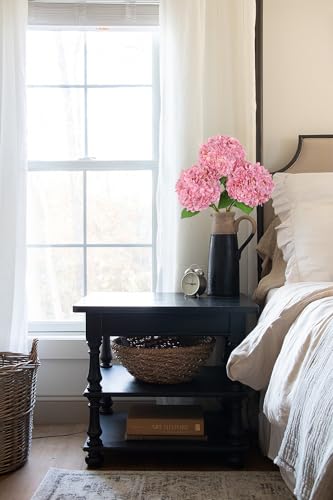 Large Real Touch Hydrangea Artificial Flowers with Stems, 8" Full Bloom Fresh Touch Faux Hydrangea Bouquet for Vase Decor, Wedding Centerpieces, Home Table Arrangement 25.5” Tall Pink Hydrangeas - color: Lpink-l