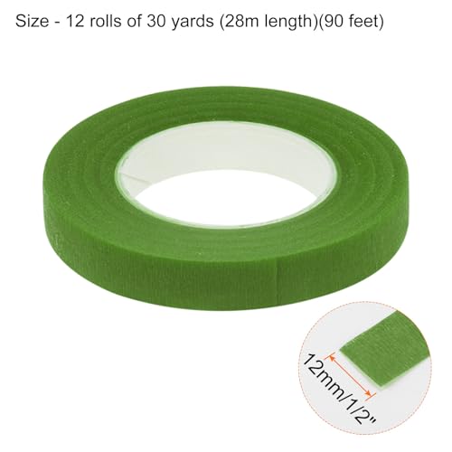 HARFINGTON 12 Rolls Floral Tapes 1/2 Inch 30 Yards Flower Adhesive Waterproof Tape for Floral Arranging Wedding Bouquet Wrap Craft Florist Tape, Lime Green - color: Lime Green