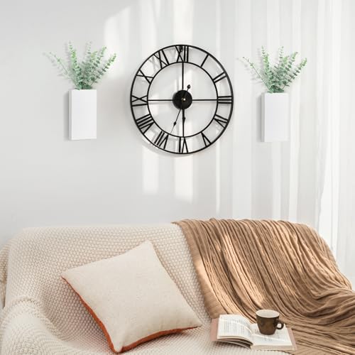 Dahey 2 Pack Wood Wall Planter Vase with Artificial Eucalyptus Farmhouse Wall Hanging Decor Pocket Planter for Indoor Fake Plants Greenery Flowers Living Room Bedroom Kitchen Home Decoration, White - color: White