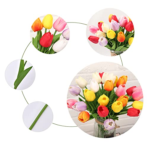 30pcs Real Touch Tulips PU Artificial Flowers Plants Decor, Multi Color Fake Tulips Flowers for Arrangement Wedding Party Easter Spring Home Dining Table Room Office Decoration. - color: Colours