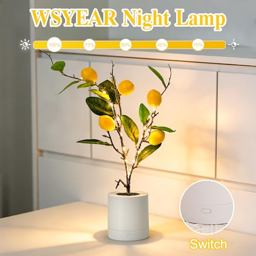 WSYEAR Small Fake Lemon Tree for Lemon Decor,Real Touch Faux Plant for Home Office Desk Decor Farmhouse Kitchen Living Room - color: Lemon
