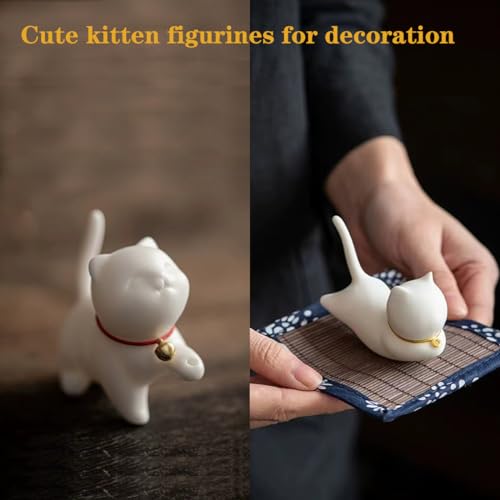 LYART Warrior Statue Figurine - Tea Pet Ornament Accessories - Cute Kung Fu Decoration Gift for Tearoom, Home, Office - Children's Day Gift for Tea Lovers - color: Cute Cat-a Pair