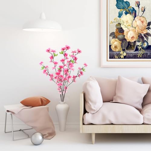 10PCS Artificial Cherry Blossom Branches Silk Spring Peach Blossom Fake Flowers Arrangements for Home Wedding Decoration - color: Pink