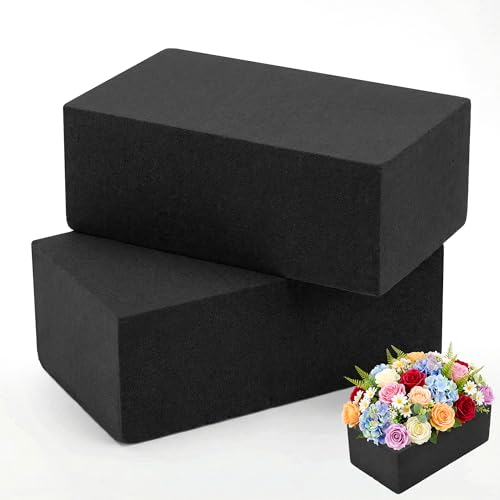 Max Shape Black Floral Foam Blocks for Artificial & Dried Flowers, Reusable Floral Foam Blocks, Water Resistant Flower Foam Blocks, Dry Floral Foams for Artificial Flowers (2, 5.51x3.15x1.77) - color: 2 Pack, size: 5.5x3.1x1.8"