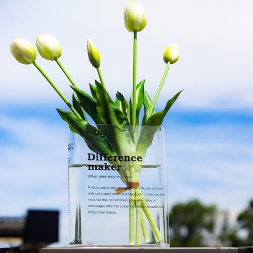 BuyCard Clear Acrylic Book Vase for Flowers, Transparent Flower Vase for Home Decor, Simplicity Bookshelf Decor, Unique Stuff for Book Lovers, Difference Maker, Gift to Motivate(Clear) - color: Clear