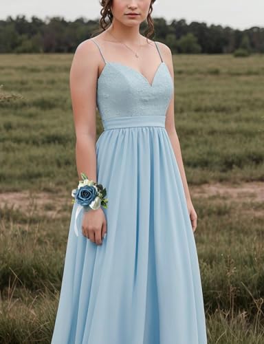 Set of 2 Wrist Corsage Wristlet for Wedding Bridesmaid Mother Grandmother for Bridal Shower Wedding Artificial Roses Flower Prom (Navy Blue) - color: Navy Blue