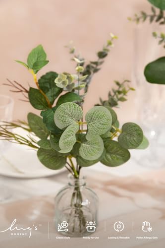 Ling's moment Artificial Greenery Stems Box Set, Faux Greenery Picks for DIY Bridal Bouquets Wedding Floral Arrangement Table Centerpieces, Dark Green & Sage - color: Greenery Combo- Dark Green & Sagen