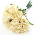 Cream Roses, Bunch of 18 Faux Flowers Bouquet, (12") 30cm Realistic Artificial Roses with Stems for DIY Weddings Bridal Shower & Christmas Party Arrangements - color: Cream