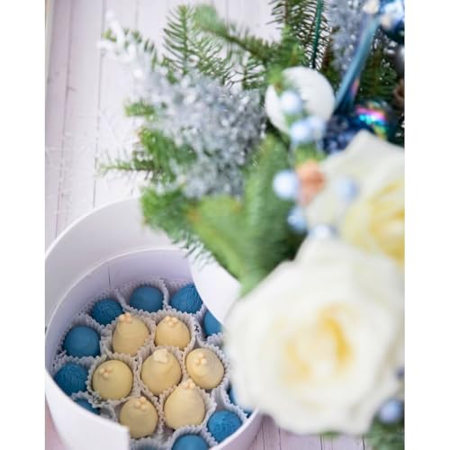 UNIKPACKAGING Premium Quality Round Flower/Gift Box 2 TIER w Lid, Size 7.8 dia x 7 inch for Luxury Arrangements (White) - color: White