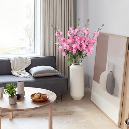 Dark Pink Delphinium Artificial Flowers 5 PCS, 38.5" Tall Flowers for Floor Vase Pink Fake Flowers Realistic Artificial Snapdragon for Wedding Home Party Centerpiece for Table - color: Pink
