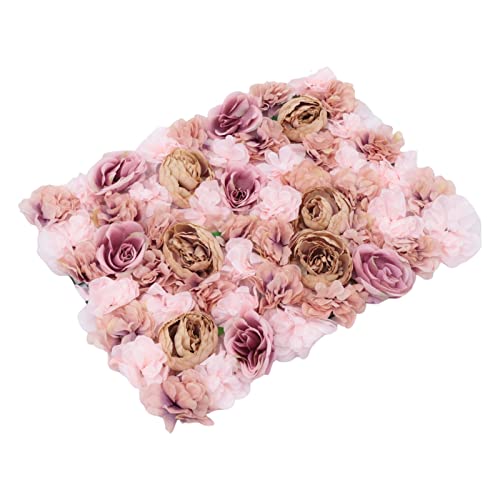 Gdrasuya10 6pcs Realistic Flower Wall Background Artificial Flowers Wall Backdrop Panel 3D Silk Rose Fake Flower Wall Panel Banquet Wedding Party Decor, Photography Background 60 x 40 cm - color: 6pcs, Autumn Pink