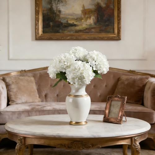 3 Pcs Real Touch Hydrangea Artificial Flowers, Waterproof 3D Latex White Hydrangeas, Faux Flower Stems for Wedding Centerpiece, Anniversary, Shower Vanity & Party Arrangements - color: White
