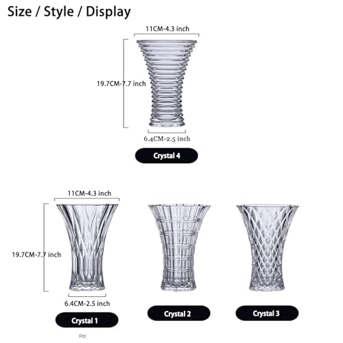 Clear Crystal Glass Flower Vase - color: Crystal-2