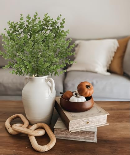 5 Stems Artificial Fall Greenery – 14.6" Eucalyptus Leaf Stems for Autumn Floral Arrangements, Thanksgiving Centerpieces, Fall Decor Bouquets, Olive Green - color: Eucalyptus - Olive Green