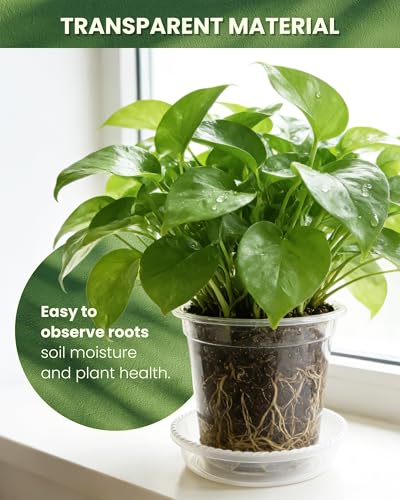 24 Packs Clear Nursery Pots for Plants with Saucers, 7/6/5/4 Inch Plastic Flower Pots with Drainage Hole, Variety Pack Seedlings Plant Pot with 24 Plant Labels - size: 4/5/6/7 24pcs