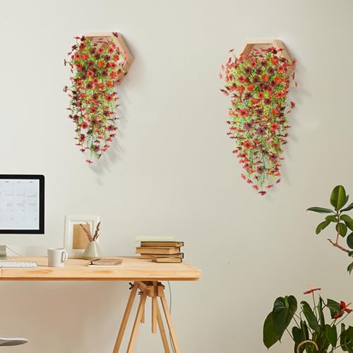 ZFProcess Artificial Hanging Flowers Plants for Outdoor Spring Decoration, 2PCS Faux Silk Daisy UV Resistant Look Real for Outside Home Indoor Planter Porch Garden Yard Decor(Red Brown) - color: A Red Brown