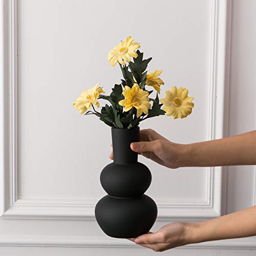 Black Ceramic Vase, Modern Vases for Pampas Grass, Matte Clay Vases for Wedding Decorative for Table, Living Room, Shelf, Bookshelf and Entryway Décor - color: B-black Small Vase