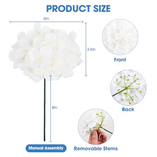 108PCS Hydrangea Artificial Flowers Silk Fake Flowers with Stems for Mother's Day, Home Wedding Decor, Party Table Centerpieces DIY Project and Bouquet Floral Garlands Decoration (Ivory) - color: Ivory