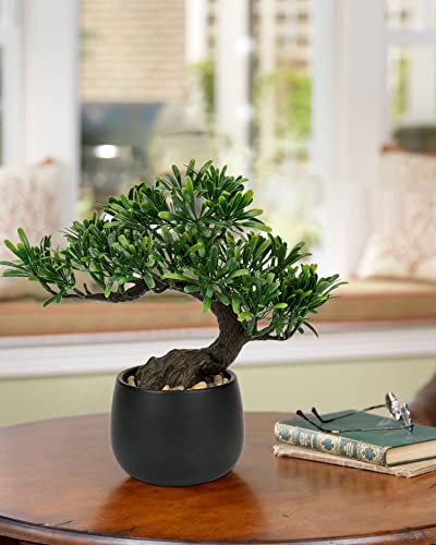 Artificial Bonsai Tree Juniper Faux Plants Indoor Fake Plants Decor with Ceramic Pots for Home Table Office Desk Bathroom Shelf Bedroom Living Room Farmhouse Decorations - style: Maki