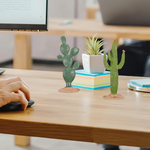 UKCOCO 2 Pack Simulated Cactus Adornments Lifelike Cactus Figurine Desktop Decor 5.70 in PVC Modeling Statue for Home Office Garden Terrarium