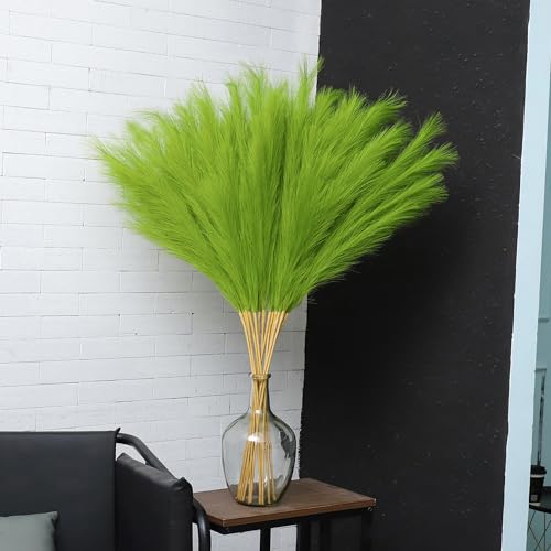 43" Green Pampas Grass Decor - 8 PCS Tall Faux Pampas Grass for Floor Vase Fluffy Artificial Pampas Grass for Wedding Boho Home Baby Shower Mothers Day Decoration - color: Grass Green
