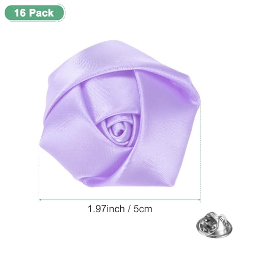 M METERXITY 16-Pack Lapel Pin for Men, Handmade Flower Brooch Button Pins for Men Suits, Formal Boutonnieres for Wedding/Groom/Corsage - color: Light Purple