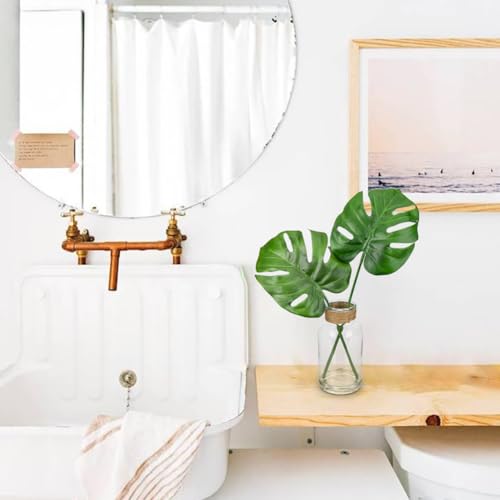 GnFlus Artificial Plant in Glass Vase with Faux Water, Fake Monstera Plant Real Touch Faux Plants Tropical Leaves Fake Greenery Stems for Home Office Farmhouse Wedding Centerpiece Décor - color: Monstera #1