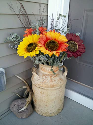 8 Pcs Large Sunflowers Artificial Flowers 6" Full Bloom Long Stem Artificial Sunflower 25.6" Tall Sun Flowers Giant Silk Sunflowers with Stem Fake Sunflower Floral Arrangement for Home Wedding Decor - color: 6"-8pcs-y