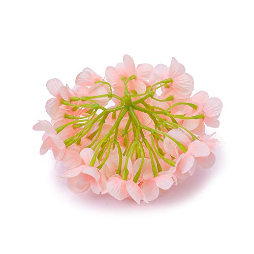 Silk Hydrangea Heads with Stems Artificial Flowers Heads for Home Wedding Decor,Pack of 10 (Peach Pink) - color: Peach Pink