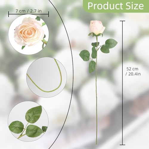 12Pcs Pink Roses Artificial Flowers 20" Vintage Silk Fake Roses with Stem for Vase Realistic Faux Roses Bouquet for Wedding Table Centerpieces Home Decorations DIY Party Arrangements (Light Pink) - color: Light Pink