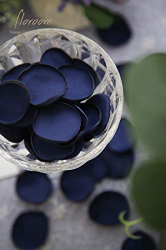 Floroom 300pcs Rose Petals Navy Blue Faux Silk Flower Petals for Wedding Flower Girl Basket Aisle Scatter Dinner Table Centerpieces Party Confetti Bridal Shower Romantic Night Decoration - color: Navy Blue, size: 300pcs
