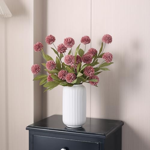 VIERENA 6 Pcs Faux Silk Pompon Mum Artificial Flowers for Vase -27", Bulk Fake Chrysanth Branches with Stems for DIY Bouquet Centerpieces Wedding Fillers Arrangements Shower Decorations (Warm Pink) - color: Warm Pink