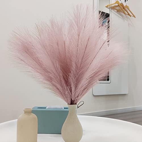 6 PCS Faux Pampas Grass Arrangement - 18"/45cm Artificial Fluffy Pompous Grass Stems for Boho Chic Home and Wedding Decor (Dust Pink) - color: D4- Dust Pink