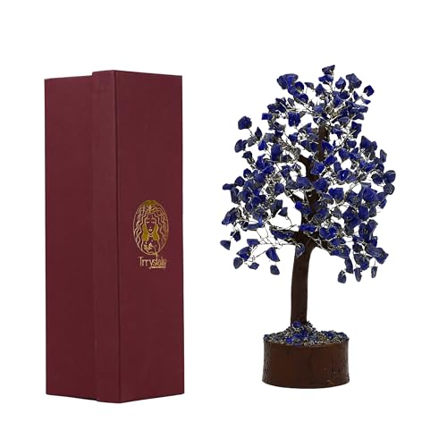Lapis Lazuli Natural Gemstone Tree | Decorative Crystal Bonsai for Home & Office Décor | Handcrafted Wire Tree with Natural Gemstones - color: Lapiz Lazuli Tree