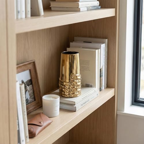 LCCCK 7.0" Gold Hammered Vase Home Decor, Elegant Ceramic Gold Flower Vase for Pampas Grass Decorative, Boho Small Cylinder Vases Centerpiece, Dining Table Living Room Jarrones Art - color: Green and Gold