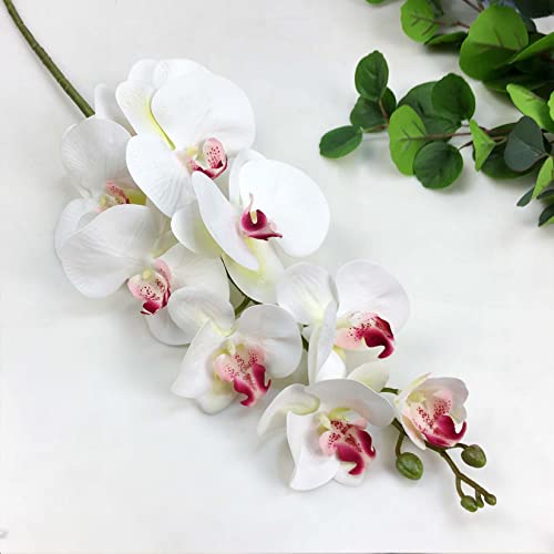 FagusHome Artificial Phalaenopsis Flowers Branches 9 Large Blooms Artificial Orchid Flowers Stem Plants 42 Inches 2 Pcs for Home Wedding Décor (Red Core) - color: Red Core
