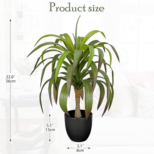 Briful Fake Agave Plant 22in Artificial Agave Potted Plant Fake Outdoor Plants for Home Office Living Room Bedroom Kitchen Table Decor - color: Red-edged Green