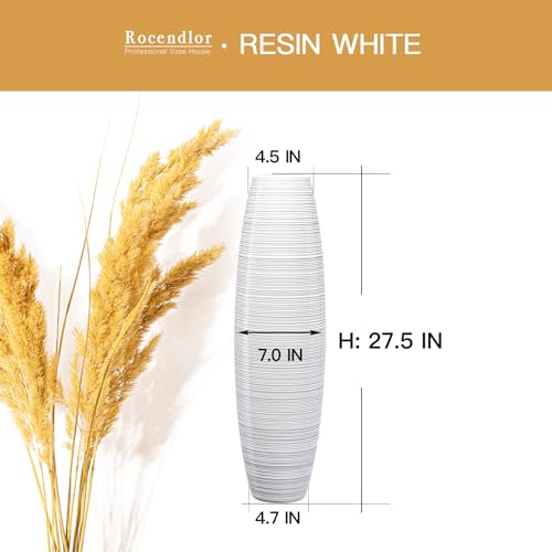 Tall Floor Vase, 27.5 inches (70cm, 2.3FT) Floor Vase Sturdy and Luxurious,Tall Vases for Country Home Decor, Living Room, Resin White Vases - color: White, size: 27.5 in