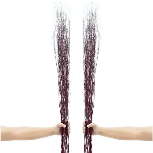 Leewadee Tall Vase Filler, Natural Grass Stems – 2 Bunches of Colored Decorative Branches for Vases, Carefully Dried Rattan Twigs for Home Decoration, 45 inches, Black Brown - color: Black Brown, style: Rattan Branches
