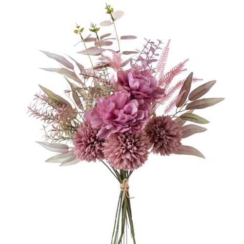 KIRIFLY Artificial Fake Flowers Plants Silk Flower Arrangements Wedding Bouquets Decorations Plastic Floral Table Centerpieces for Home Kitchen Garden Party Décor (Rose Pink) - color: Rose Pink