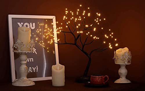 FuChsun Bonsai Tree Light 108 LED Fairy Twinkling Tree Lamp with Timer Black Branches, Battery/USB Operated (Warm White Glow-Black Branch) - color: Warm White Glow-black Branch