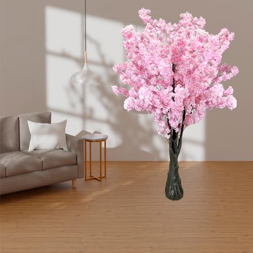Pink Artificial Cherry Blossom Trees Faux Cherry Blossom Tree Pink Tree for Office Wedding Home Office Living Room House Indoor Outdoor Decor（6.5ft/2m, Pink） - color: Pink