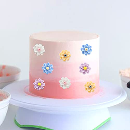 20Pcs Resin Flowers Cupcake Toppers 3D Multicolor Flowers Cake Topper for Bridal Shower Engagement Baby Shower Girls Birthday Wedding Anniversary Fairy Floral Party Table Decorations - color: Flower-3
