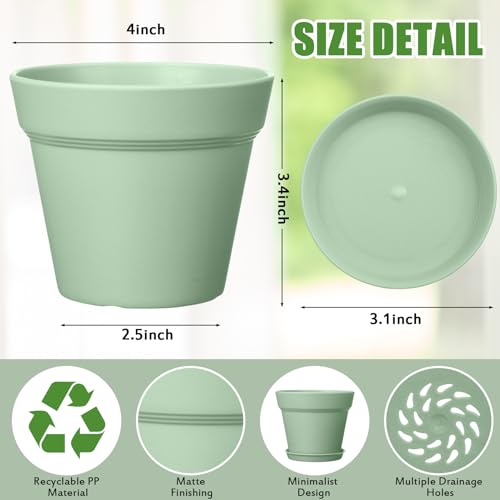 Mumufy 54 Pack 4 Inch Plant Pots Bulk Small Planter with Drainage Hole and Saucer Small Plastic Pots for Flowers Succulent Cactus and All House Indoor(Colorful) - color: Colorful