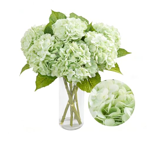3pcs Hydrangeas Artificial Flowers 21-Inch Hydrangea Artificial Flowers Realistic Hydrangea Lifelike Hydrangea Artificial Flowers Floral Decorations Realistic Hydrangea Fake Hydrangeas - color: Light Green